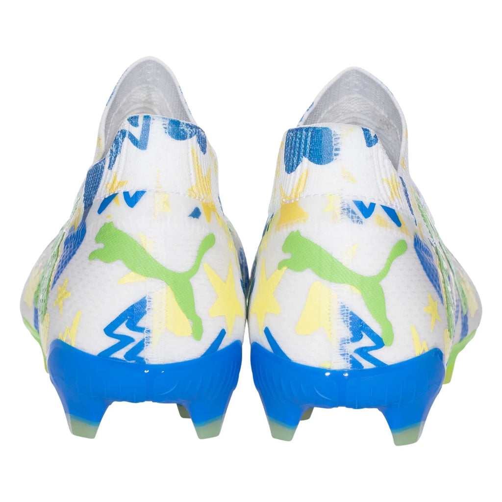Puma Future Ultimate NJR FG/AG Soccer Cleat - White/Racing Blue/Lemon Meringue/Parakeet Green